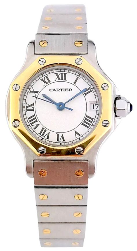 montre cartier santos octogonale or et acier femme|cartier santos watch size guide.